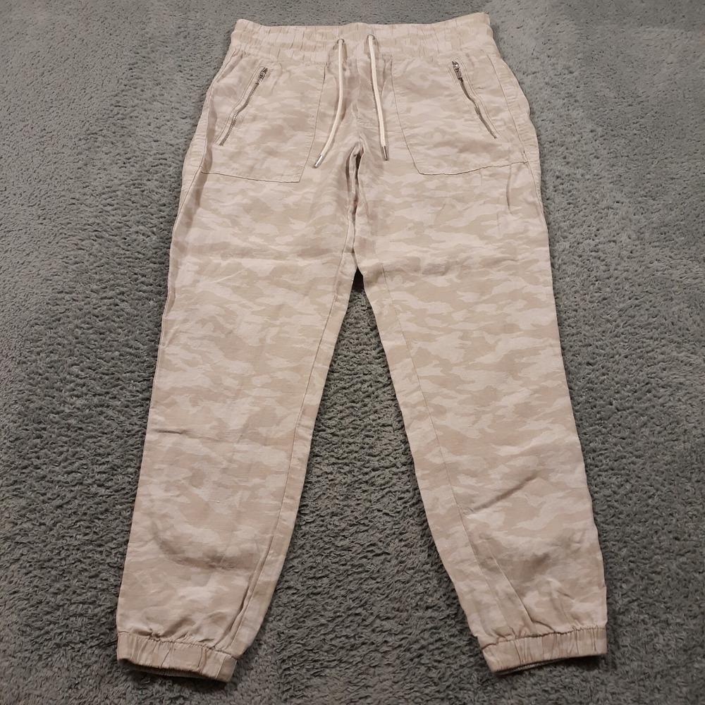 Athleta Cabo Tide Linen Jogger Pants Camouflage Womens Size 4 Waist 30 Inseam 27